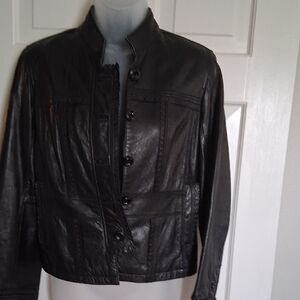 Style & Co. BLACK Vintsge Leather Jacket